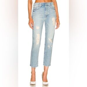 Mother Superior The Trickster Ankle Icy Confession Distressed Light Wash Jeans